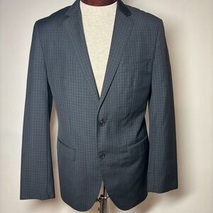BOSS HUGO $649 Virgin Wool Blazer Dark Gray‎ Check Two-Button US 38R MINT